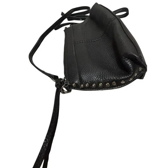 The Sak Black Leather Crossbody Bag Purse Studded Adjustable Removable Strap - Picture 2 of 13